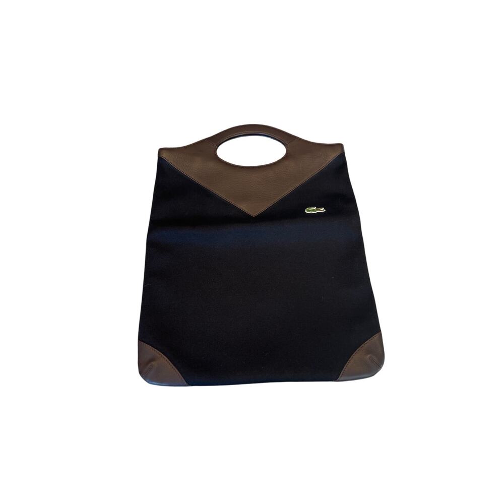 Lacoste fold over bag clutch black and brown purse